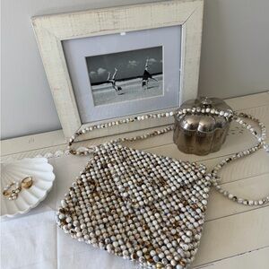 Beaded bag - White and Brown
